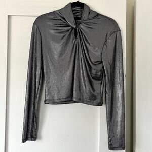 Silver shimmer party rave dance glam top